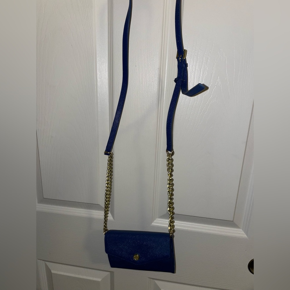 Blue Mini Michael Kors wallet on chain